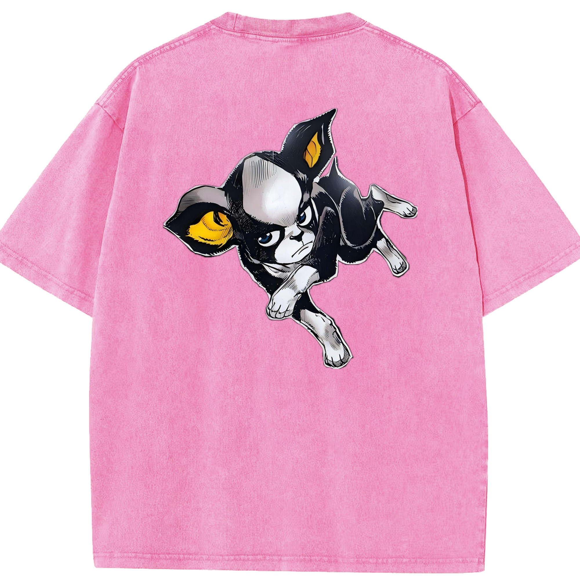 （画像用） ジョジョの奇妙な冒険 イギー JoJo's Bizarre Adventure Iggy 綿100% ヴィンテージ風 半袖Tシャツ（背面プリント）